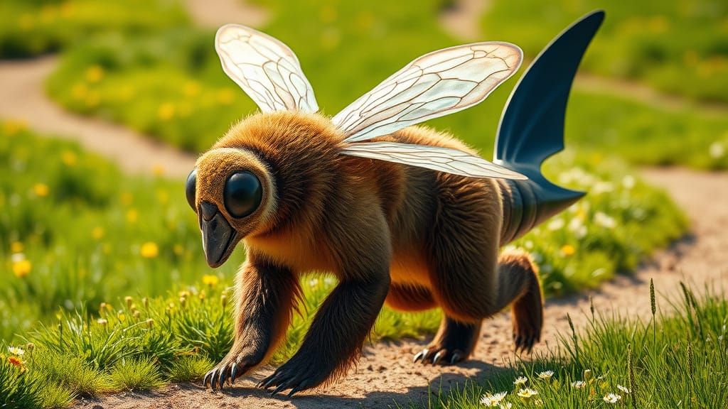 Majestic Bee-Bear-Shark Hybrid in Emerald Meadow