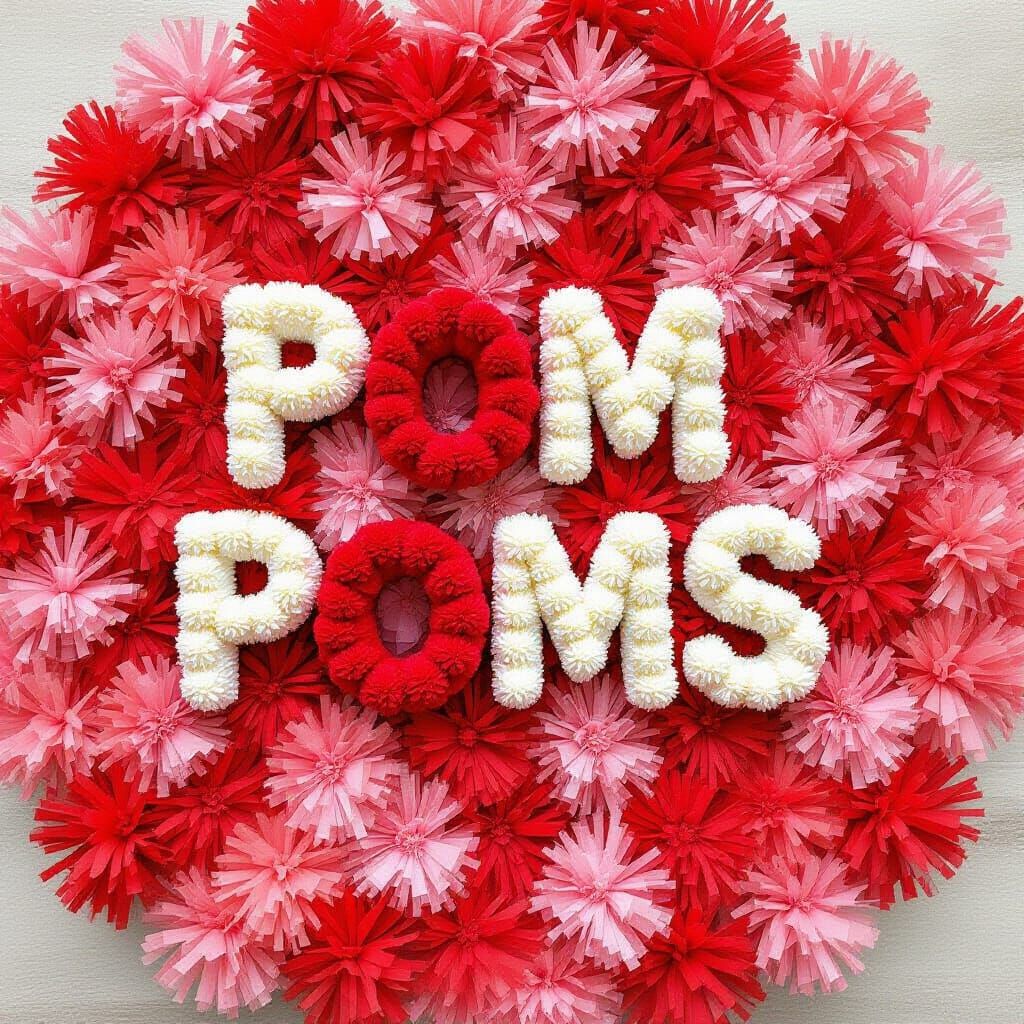 Colorful Fluffy Pom Poms Close Up