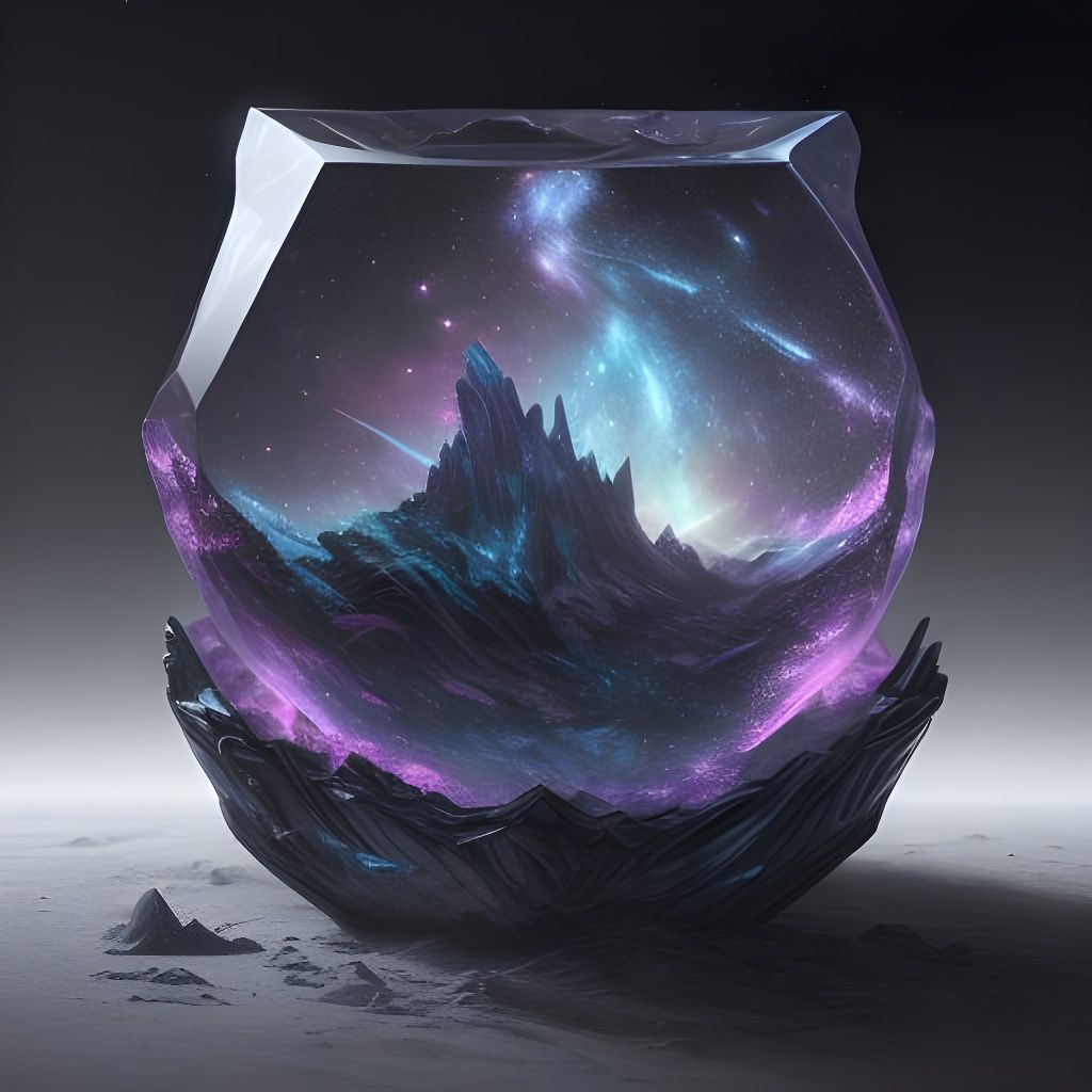 Crystal Apple Containing Galaxy, Surreal Digital Art