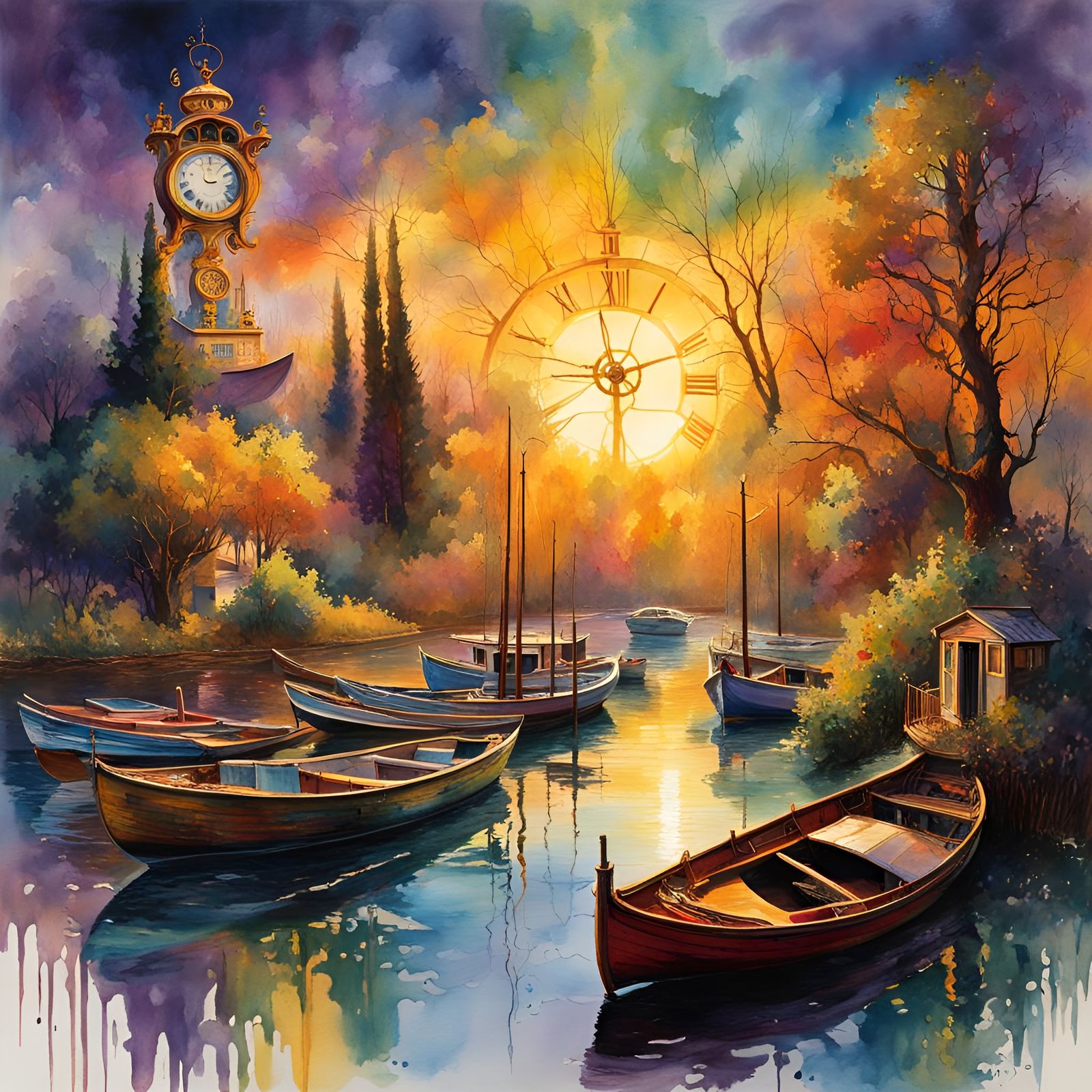 Surreal Time Warp Sunset in Polychromatic Hues