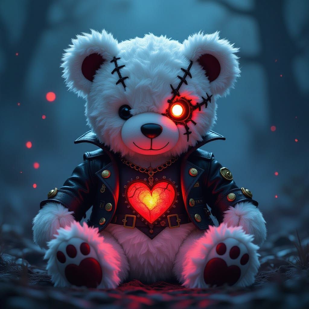 Maleficent Teddy Bear with Steampunk Jacket in Dark Style