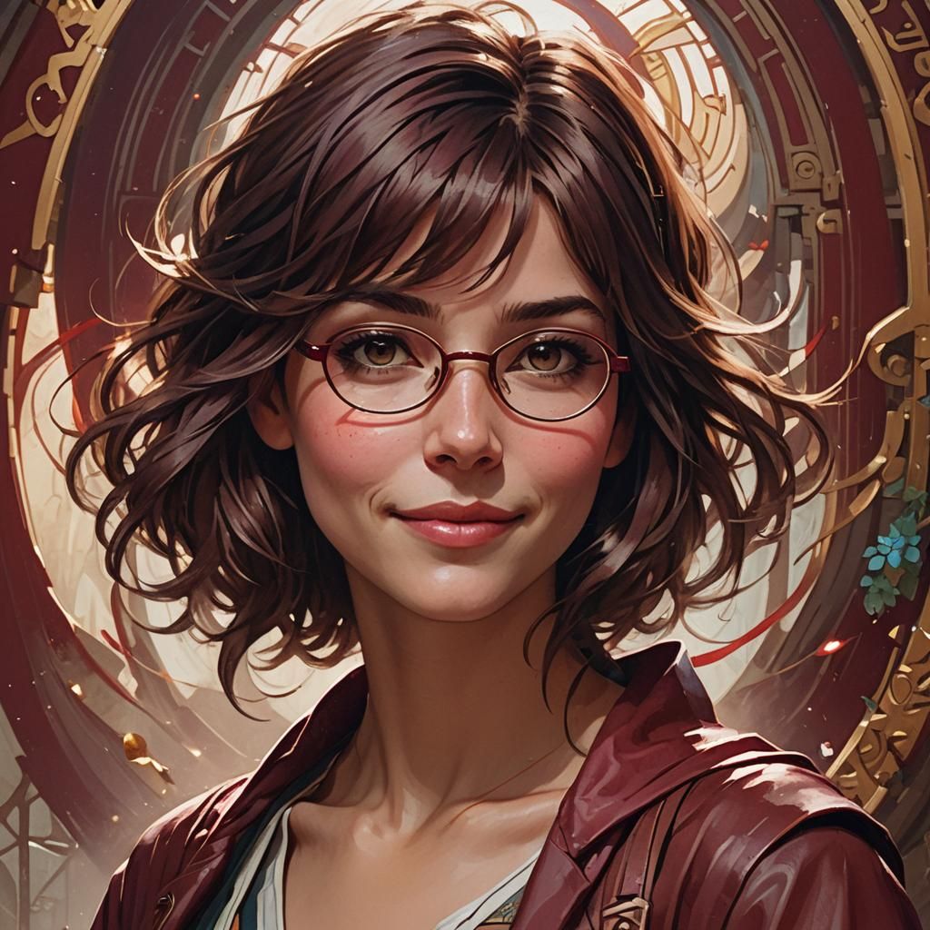 Detailed Portrait of Smiling Woman in Digital Art Style