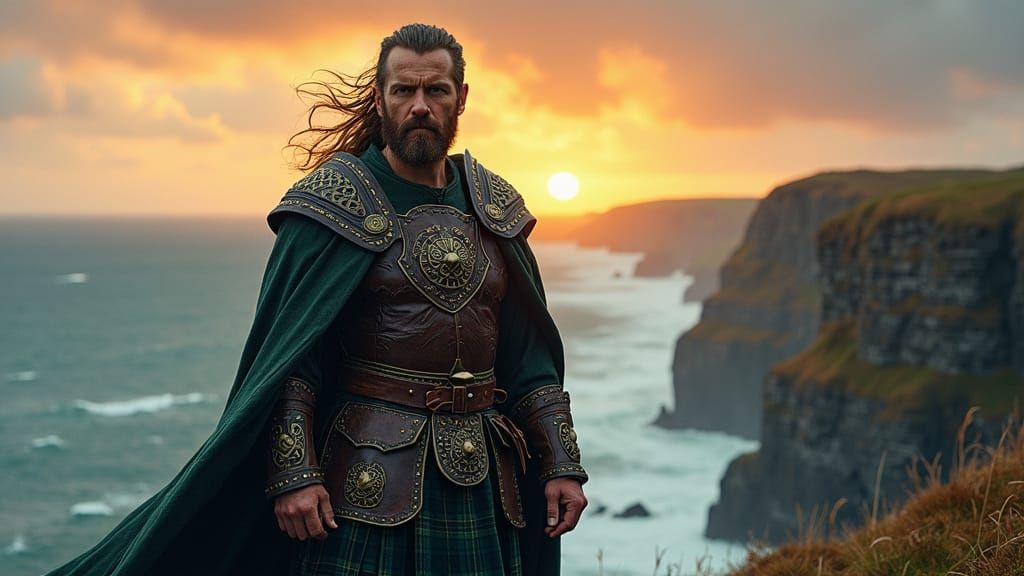 Celtic Warrior Portrait in Eerie Realism Style