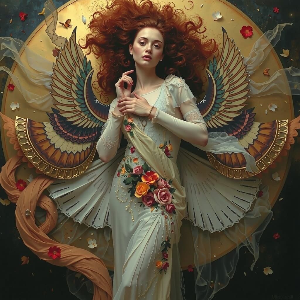 Cosmic Figures in Motion: A Blend of Art Nouveau