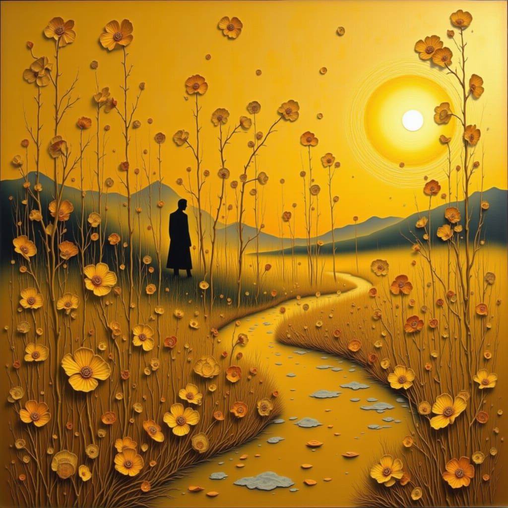 Abstract Gold Design with Metallic Textures