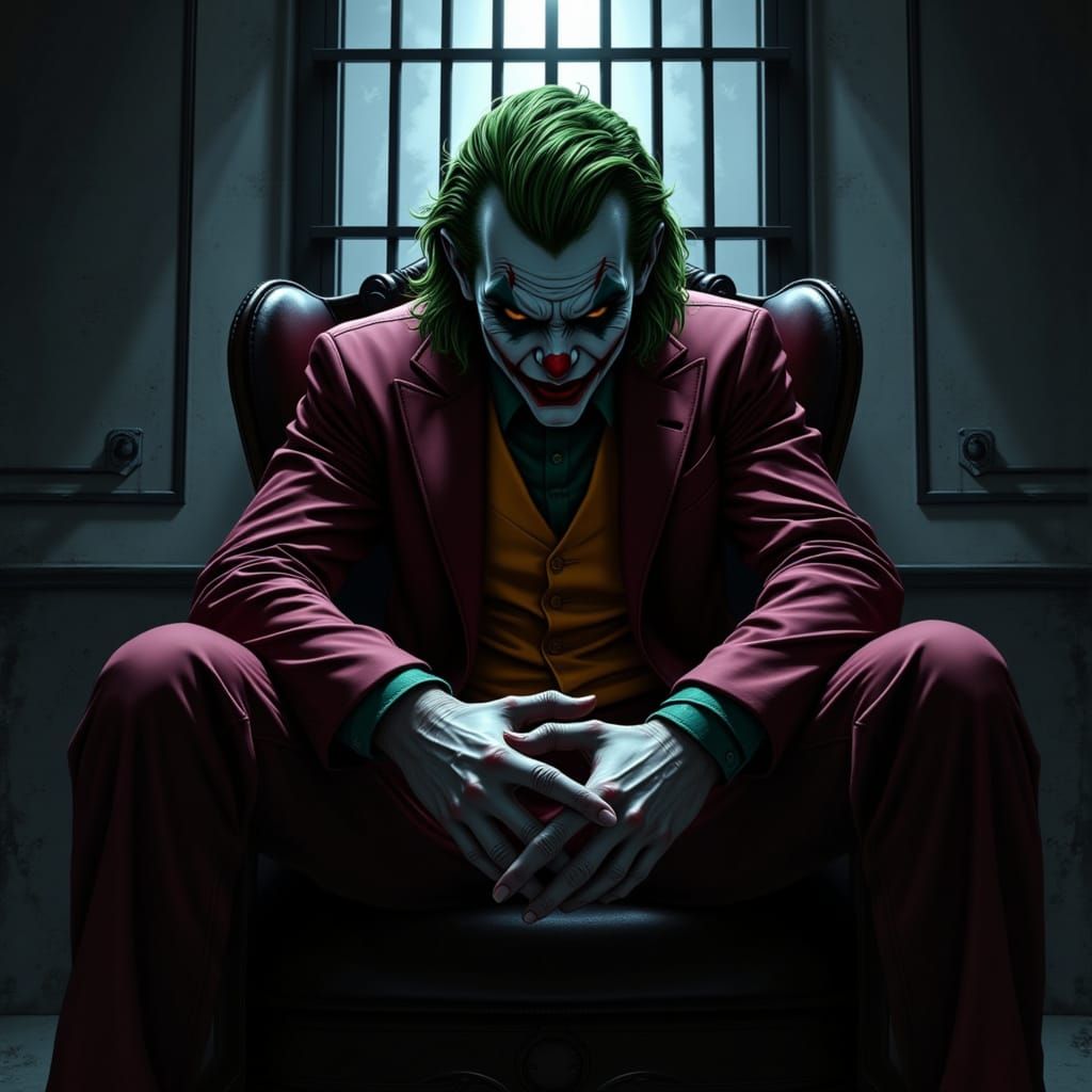 Menacing Joker in Jail, Pop-Art Comic Style