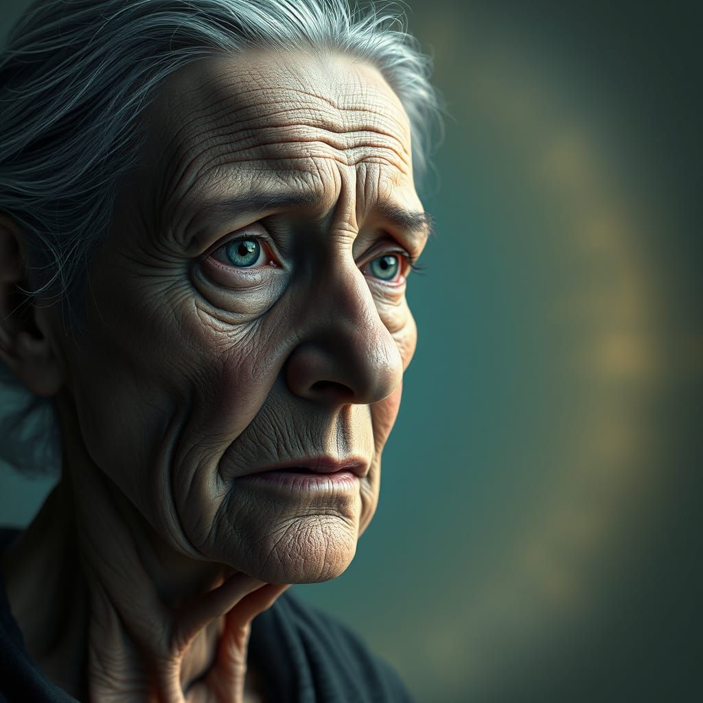 Emotionally Haunted Woman in Melancholic Landscape