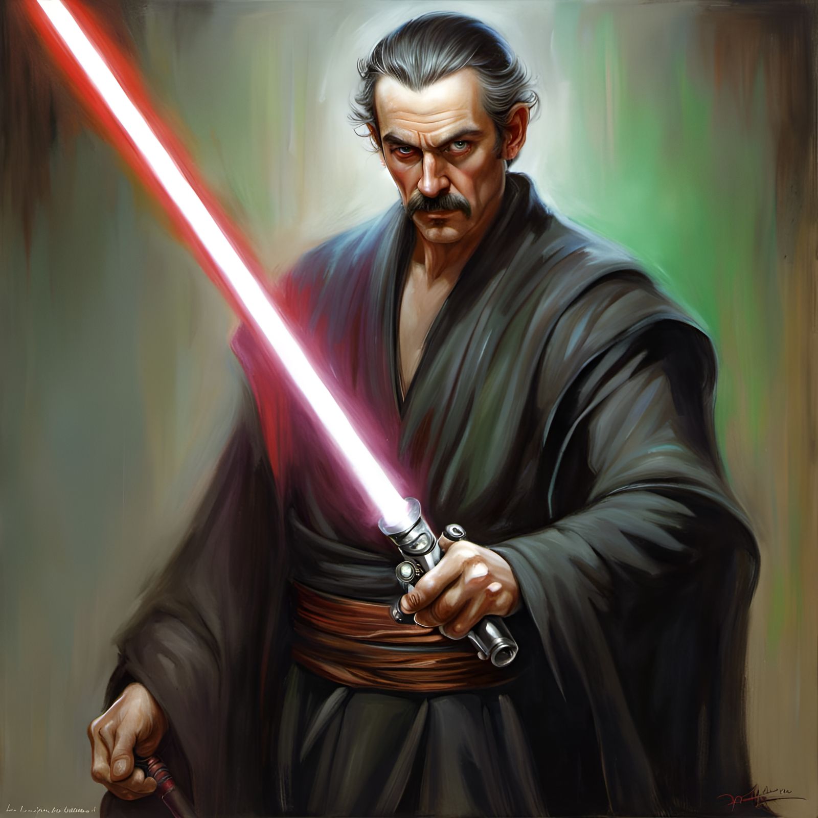 Luigi as a Sith Lord Portrait in Hyperrealistic Style