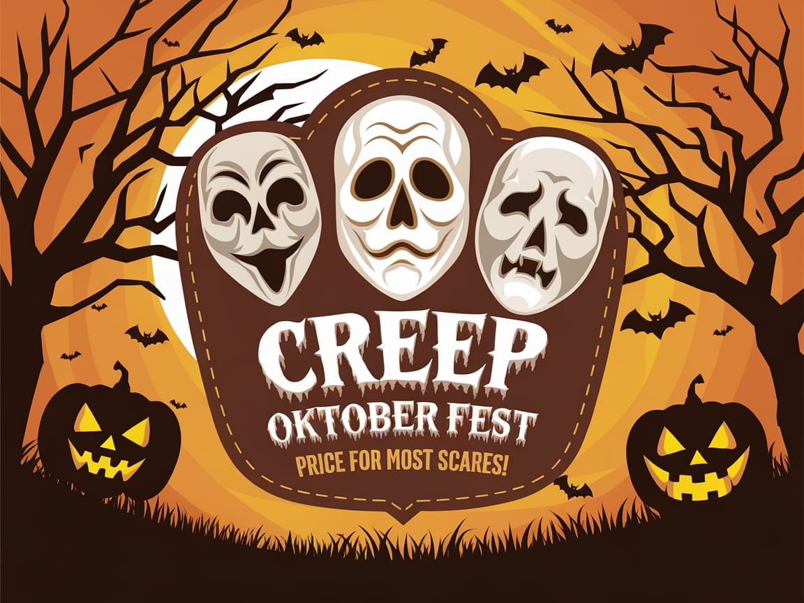 Halloween Logo with Masks and Autumn Colors