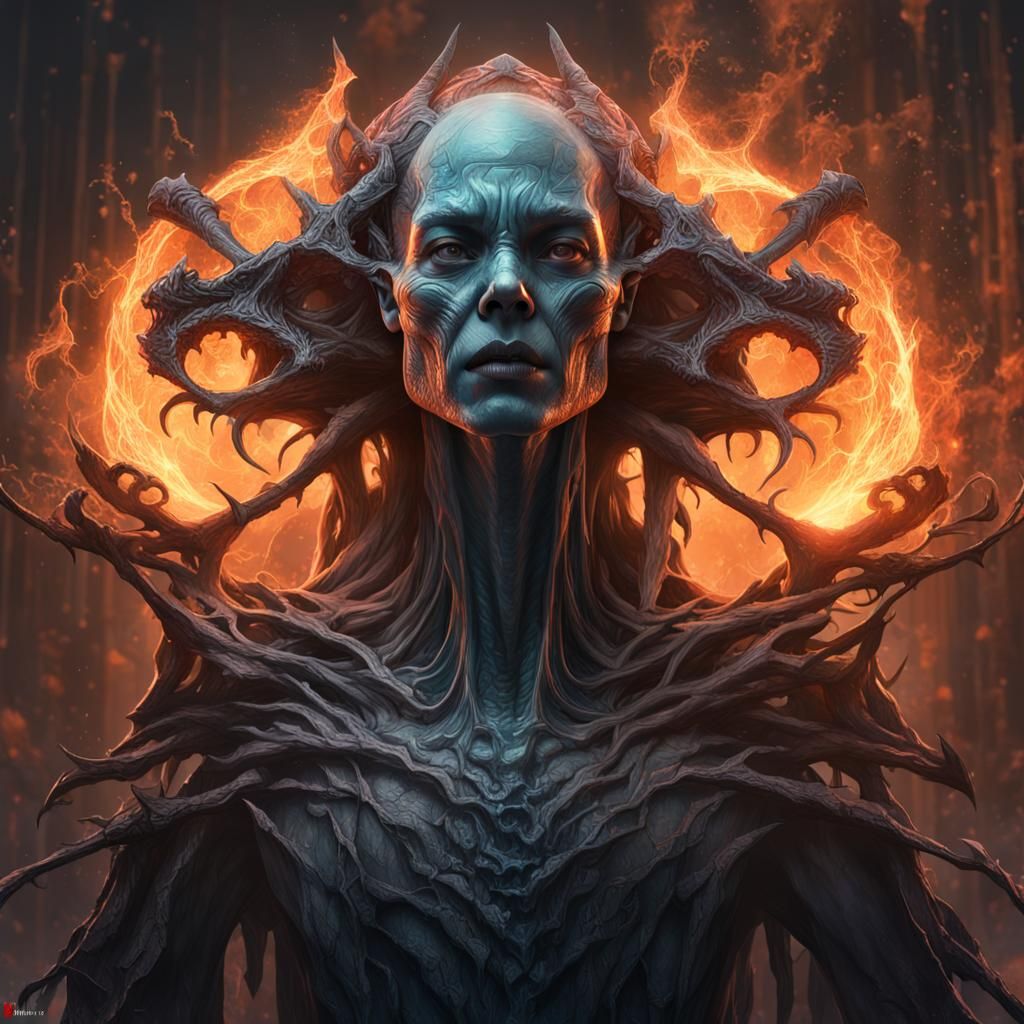 humanoid alien  molten vampire disintegrating lady double exposure gothic head and shoulders portrait, 8k resolution con...