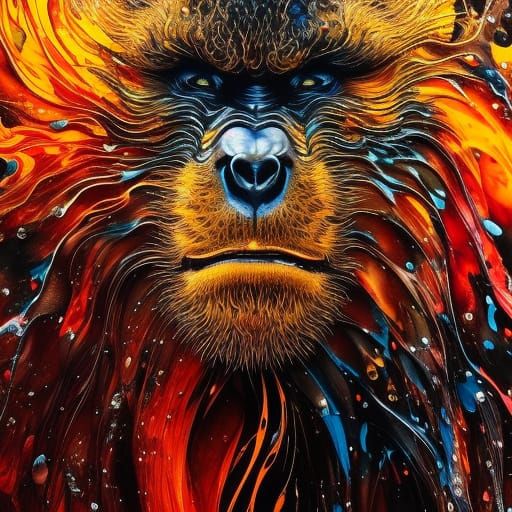 Ghost Gorilla in Liquid Ink Splatter Style