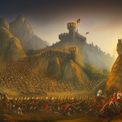 Knights and Demons Battle on Village Farm