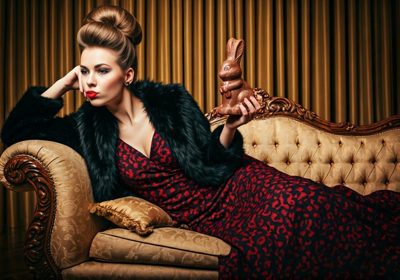 Sultry Chocolate Bunny Thief in Luxury Apartment