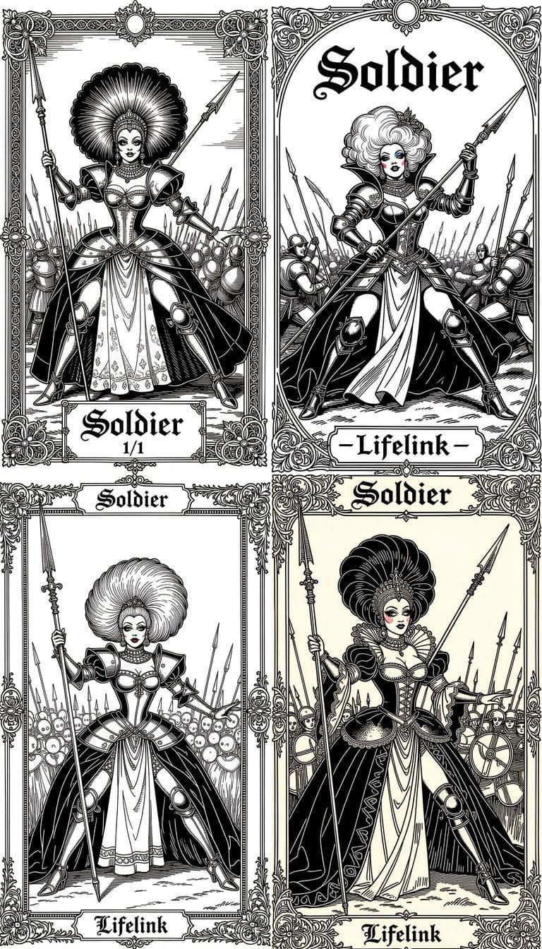 Drag Queen Soldier Token Card in Baroque Frame