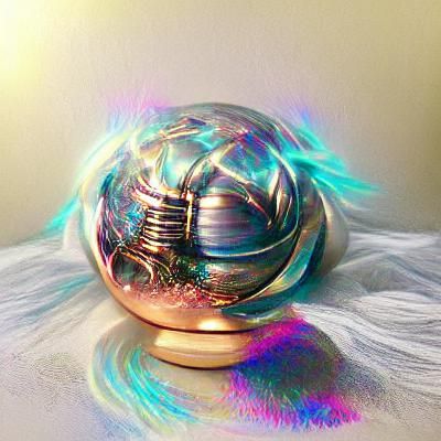 Surreal Metallic Orb Reflecting a Dreamscape