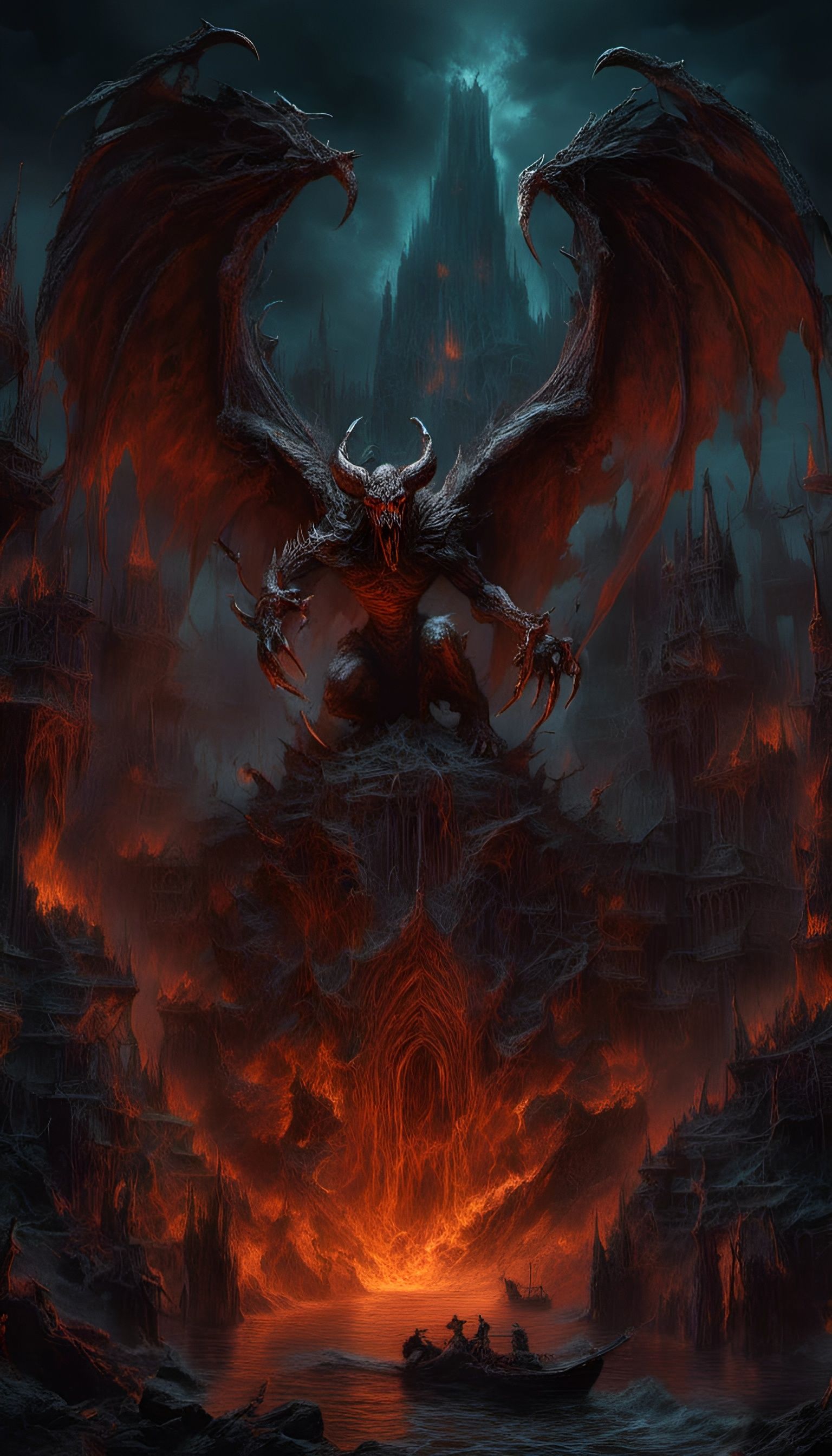 Sinister Balrog in Moria by Doré and Rutkowski