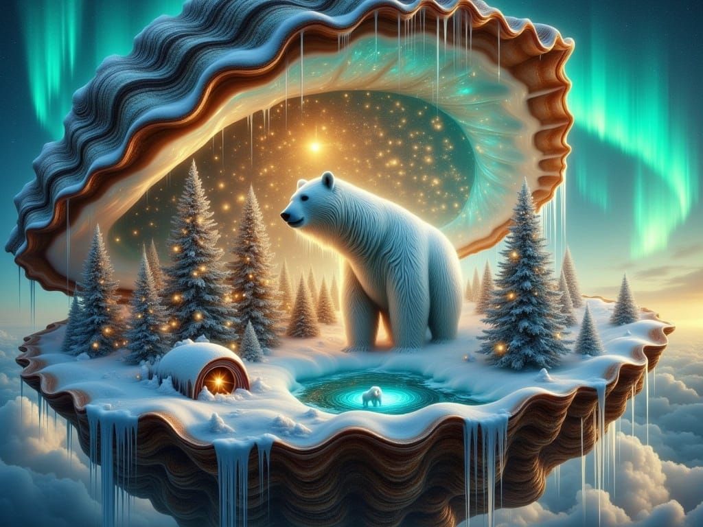 Arctic World Inside Giant Oyster Shell