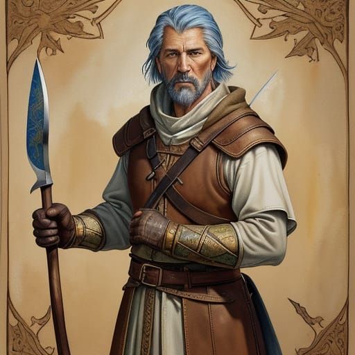 Medieval Warrior in Illuminated Manuscript Style