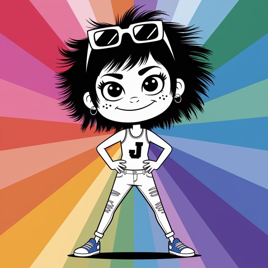 Playful Cartoon Girl with Messy Hair in Pixar Style