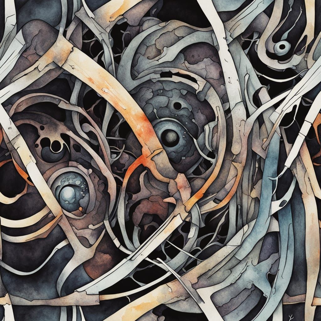 Grotesque Corpse Archway in Surreal Cubist Style