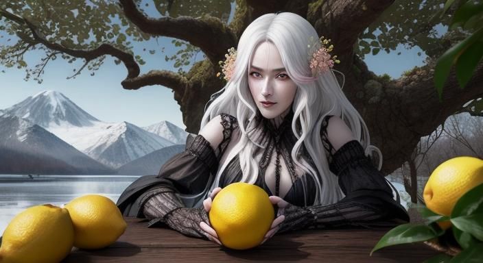 Hyperrealistic Mutant Lemon Fruit Tree Monster Portrait