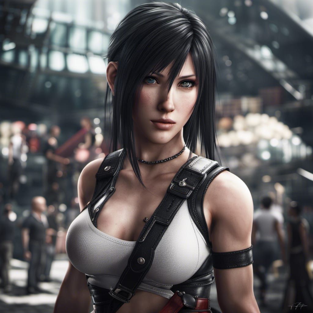 Hyperrealistic Tifa Portrait in High Definition