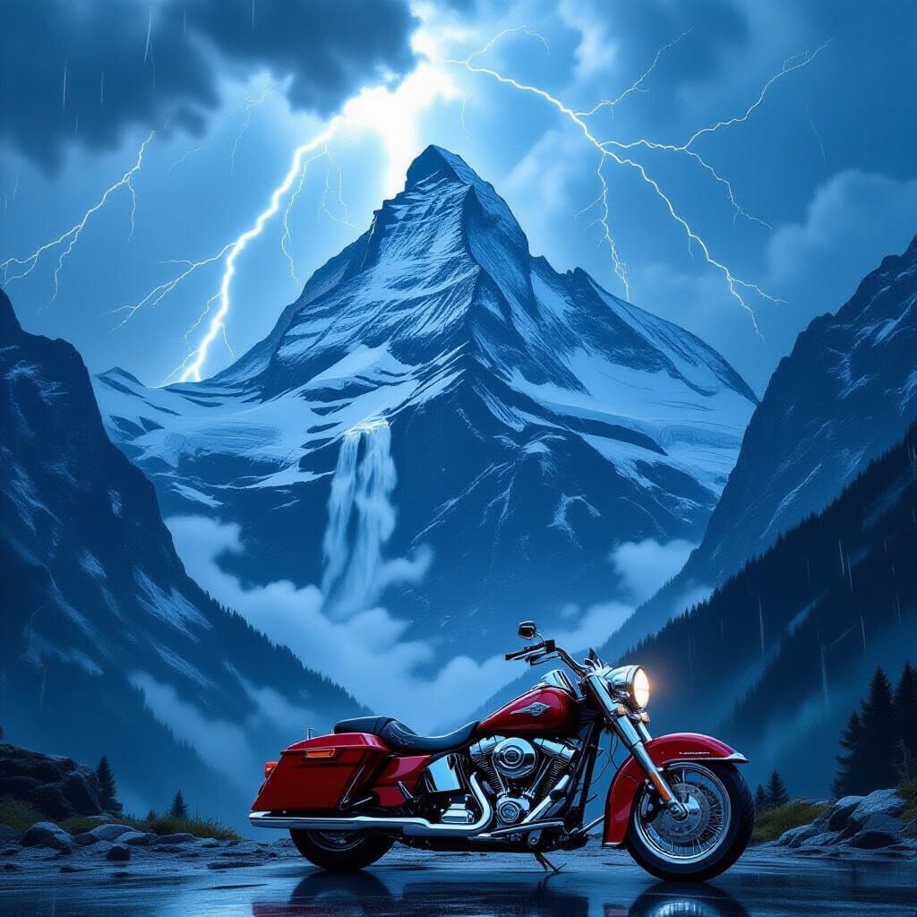 Swiss Alps Avalanche in Sci-Fi Art Style