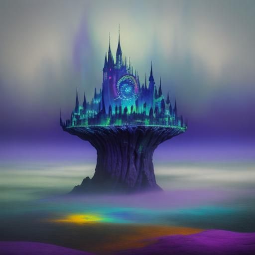 Ethereal Beings Gather in Dreamlike Surrealist Landscape