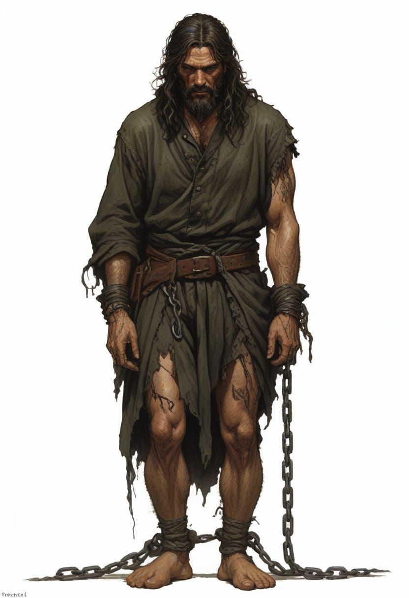 Early 18th Century Heroic Fantasy Prisoner in Vivid Colors