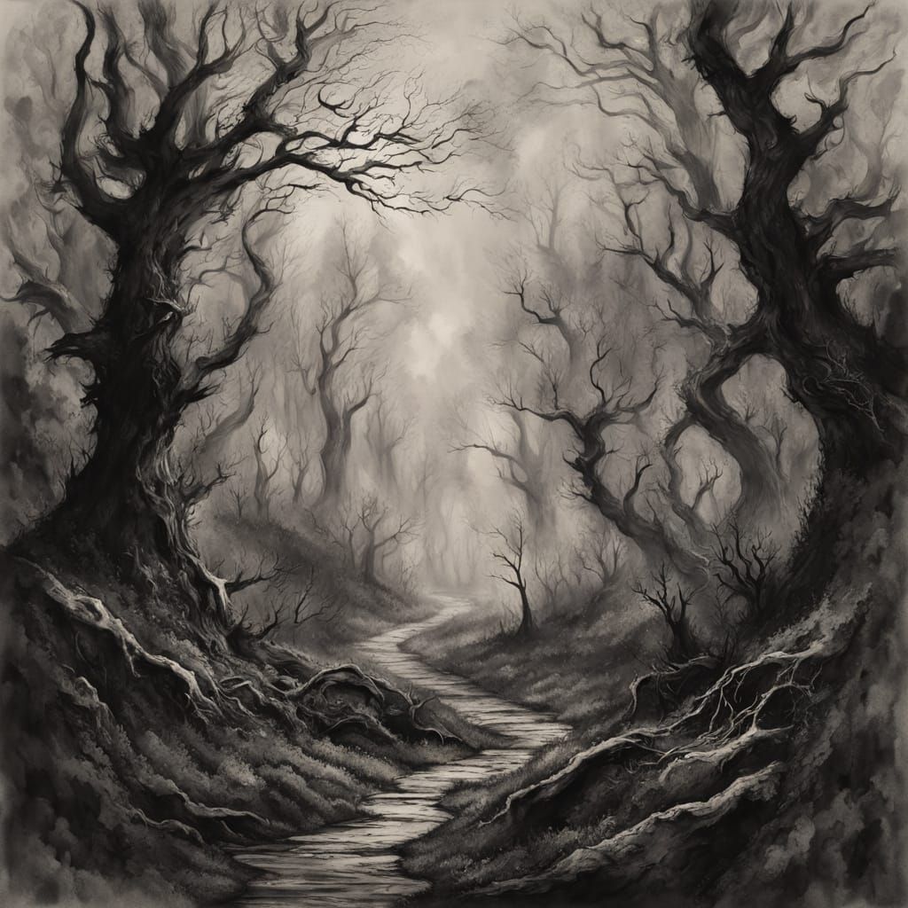 Misty Forest at dusk