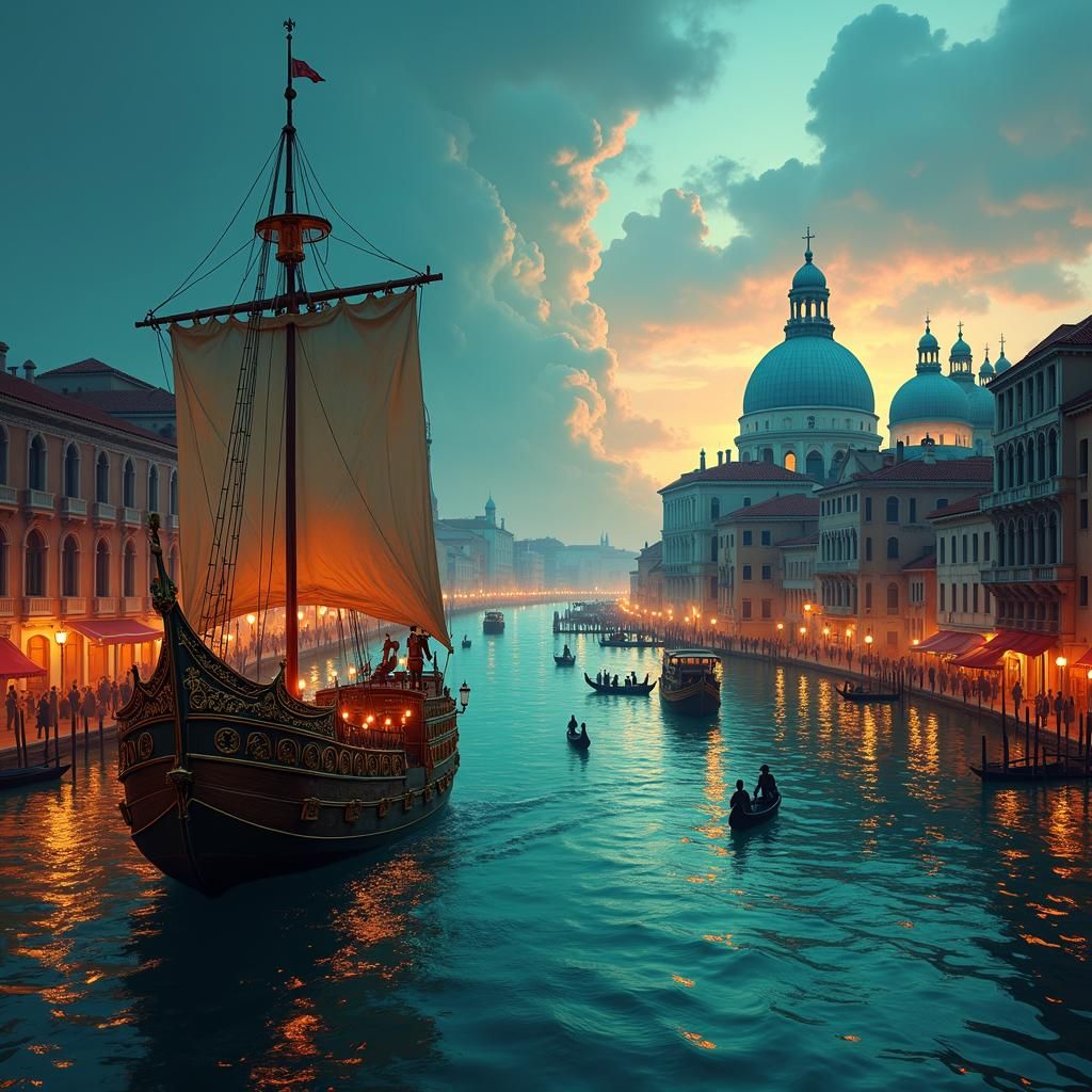 Venetian Cityscape at Dusk: A Digital Matte Painting