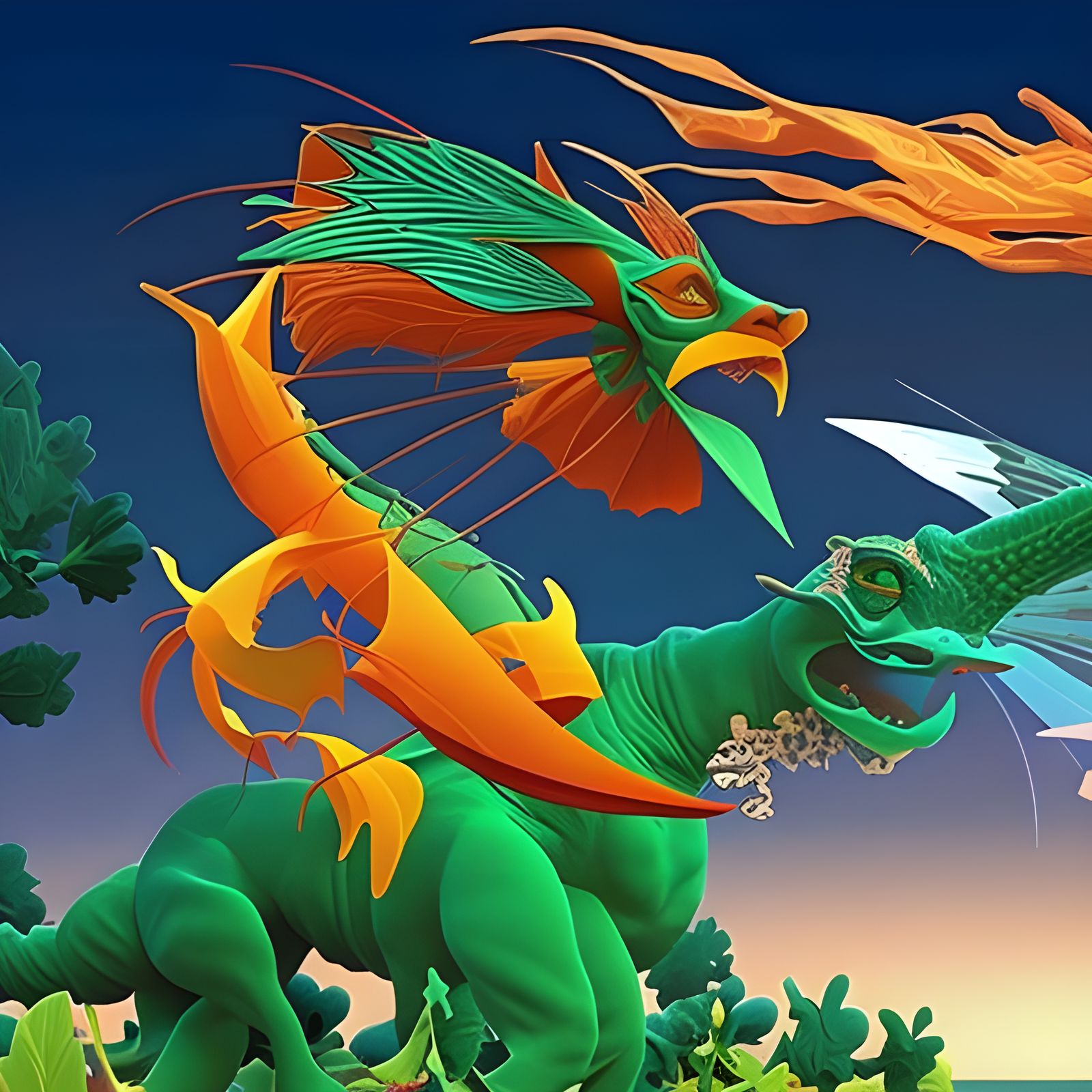 Futuristic Cityscape with Bizarre Creatures: Hyperreal Digit...