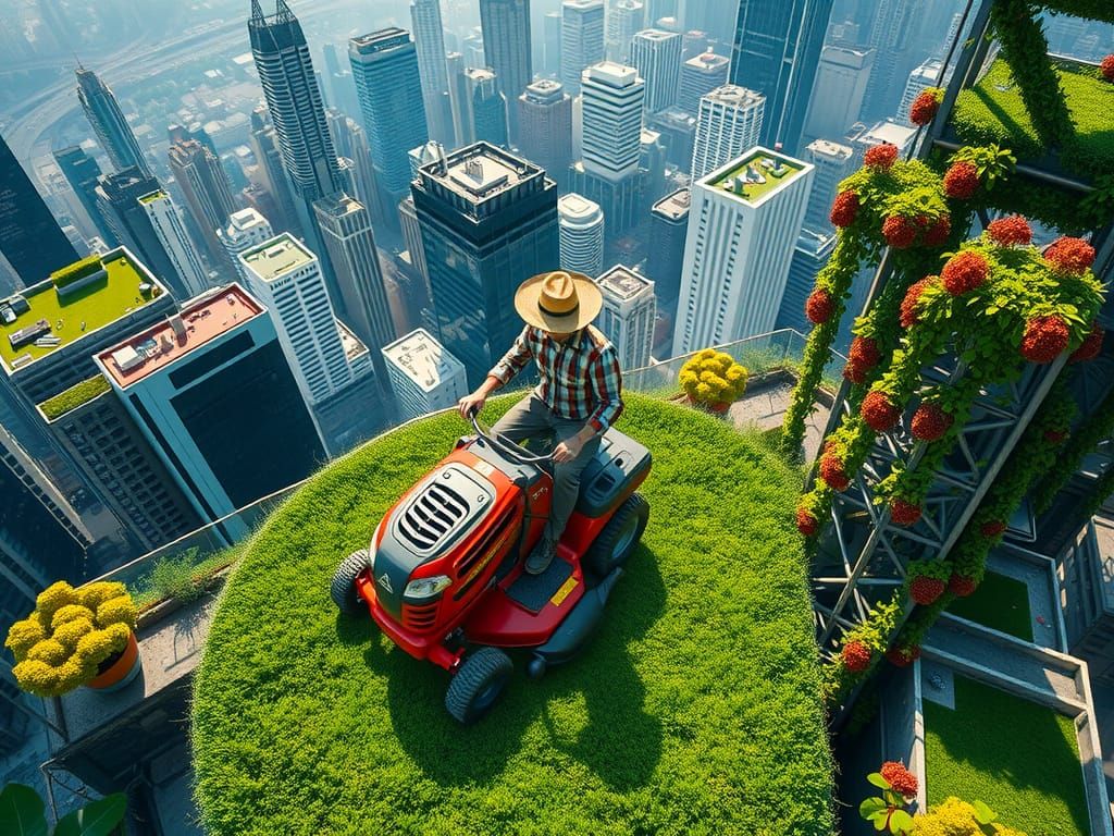 Solarpunk Rooftop Garden in a Modern Metropolis