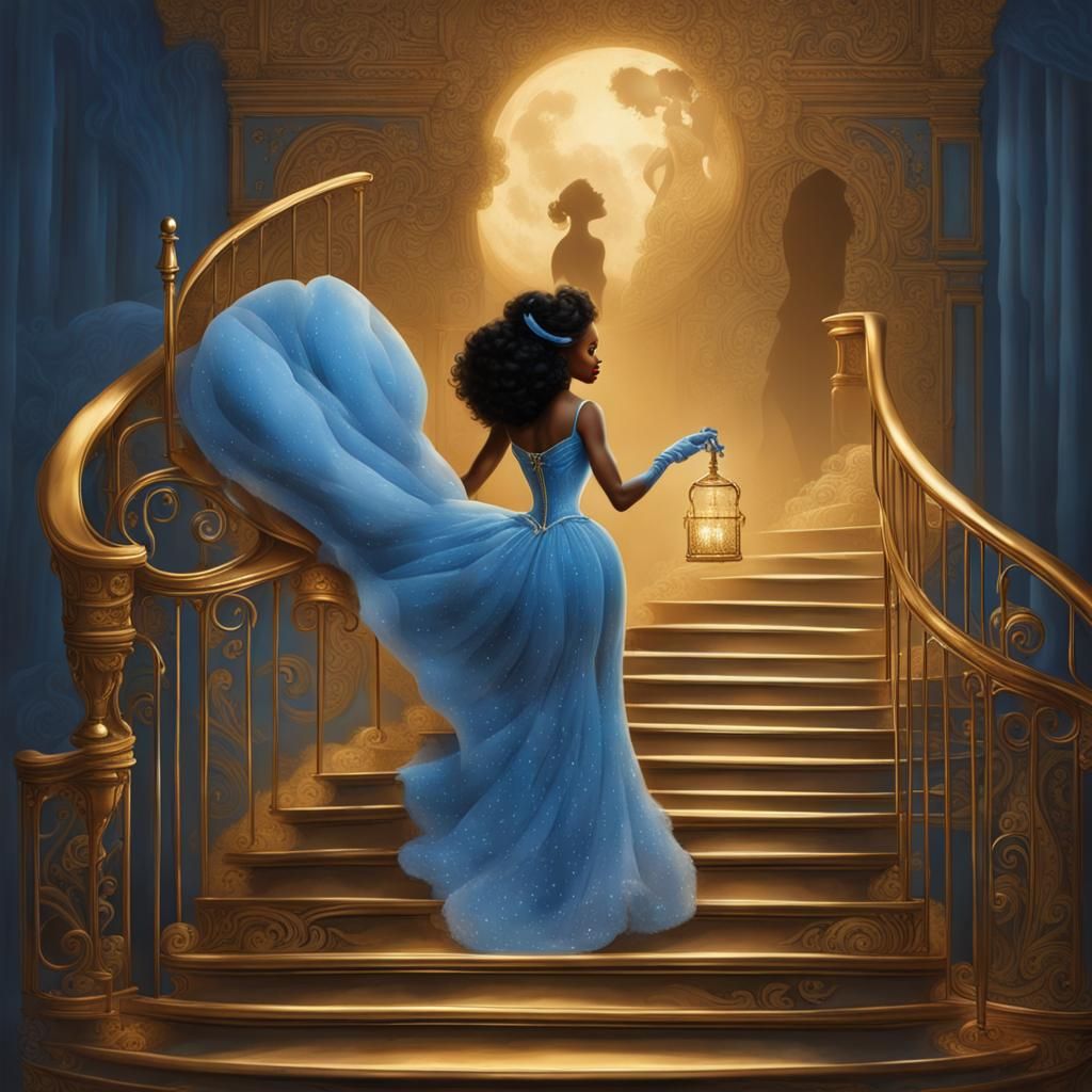 African-American Cinderella on Golden Stairs
