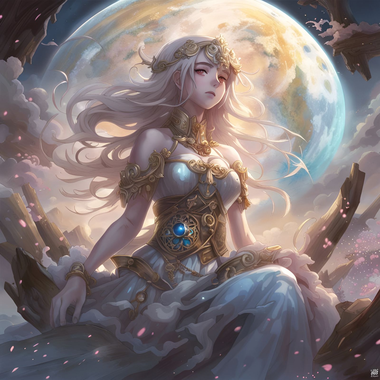 Youthful Goddess at the End of Time in Anime Art