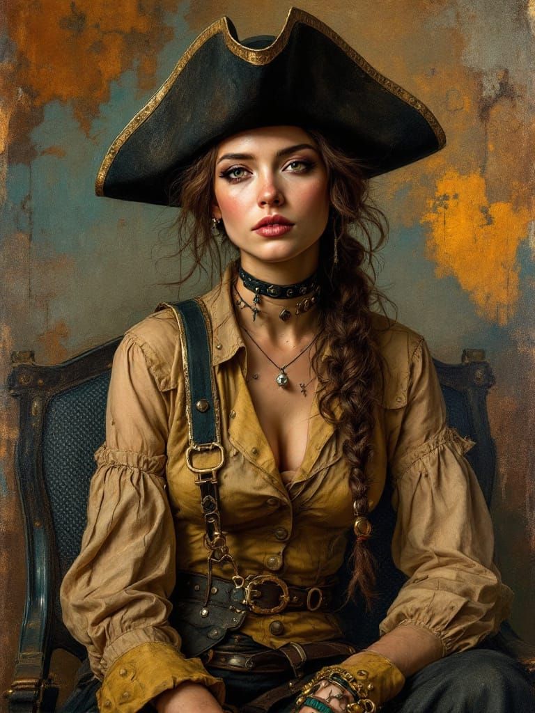 Steampunk Pirate Portrait in Rembrandt Style