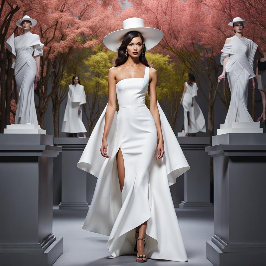 Calvin Klein fashion models wearing beautiful dresses