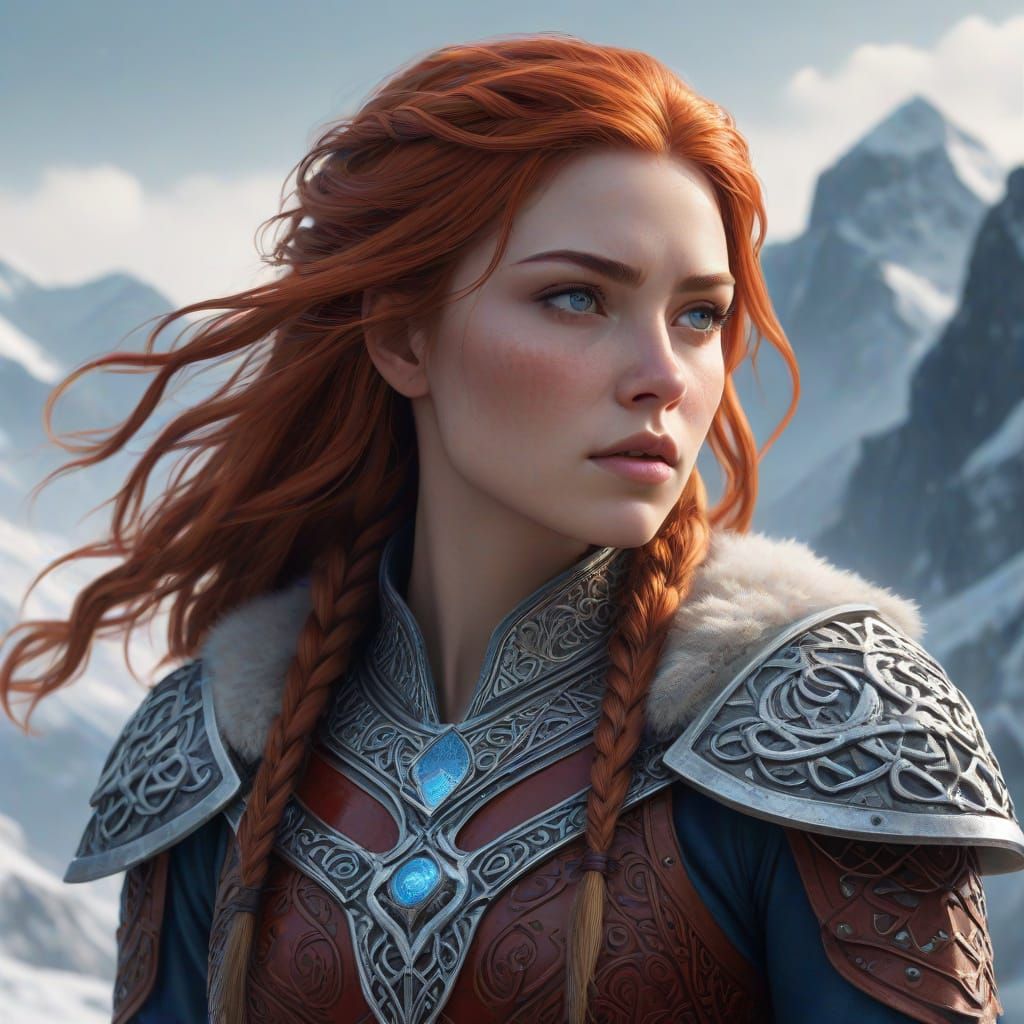 Heroic Viking Warrior in Icy Wilderness