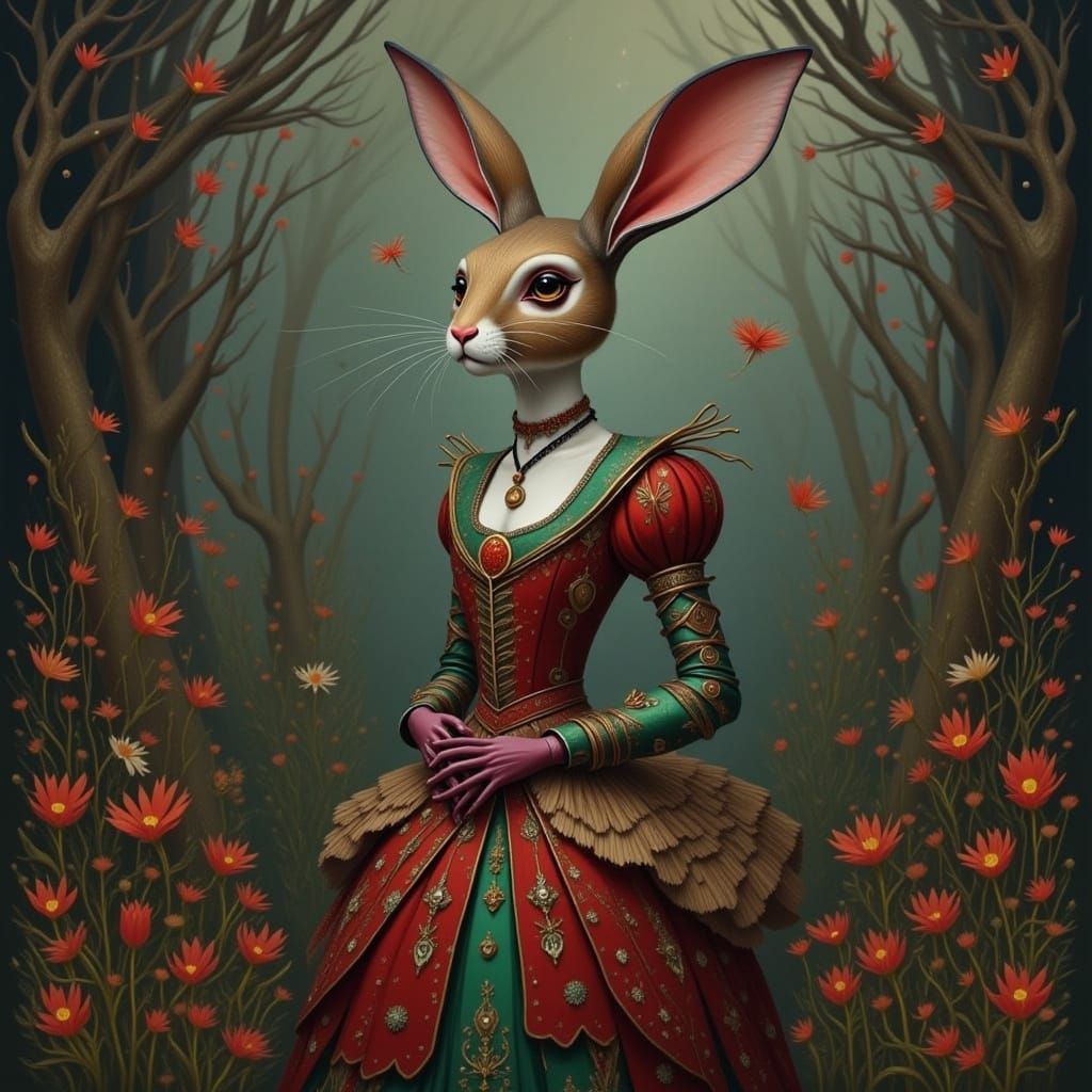 Victorian Rabbit in Surreal Dark Aesthetic