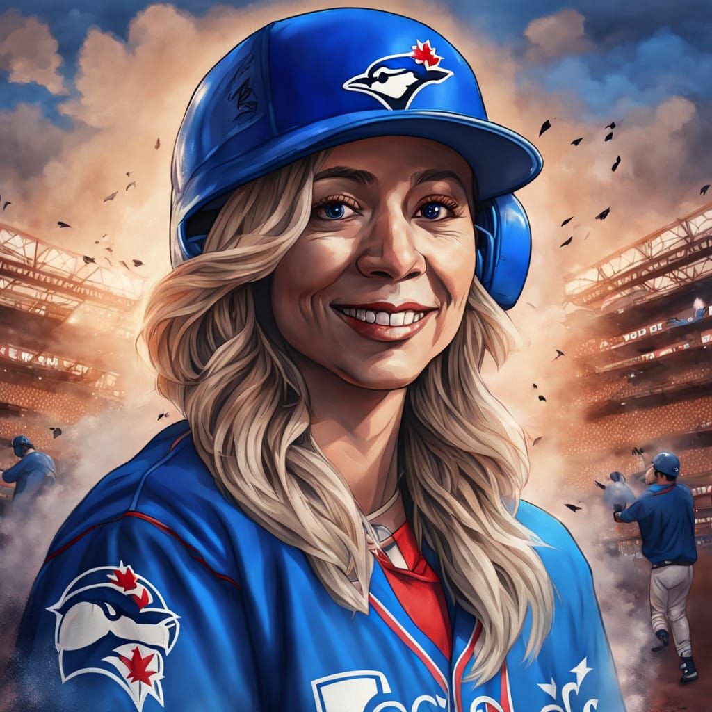 Tara Strong as Toronto Blue Jays Baseball Player in Vibrant ...