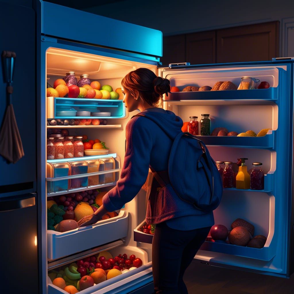 Open Refrigerator Door, Midnight Snack, Splash Art