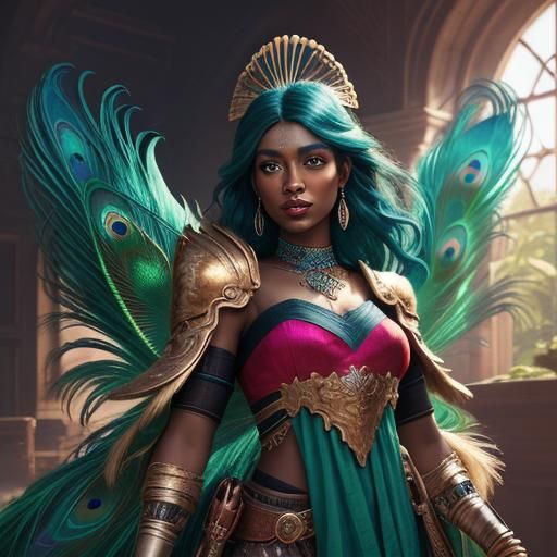 Peacock Woman: Fantasy Portrait in Trending Art Style