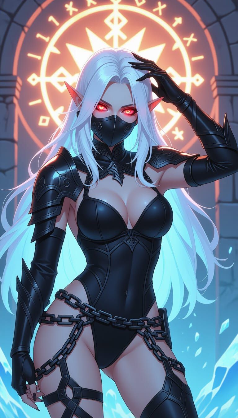 Drow with Icy Hair in Anime Concept Art