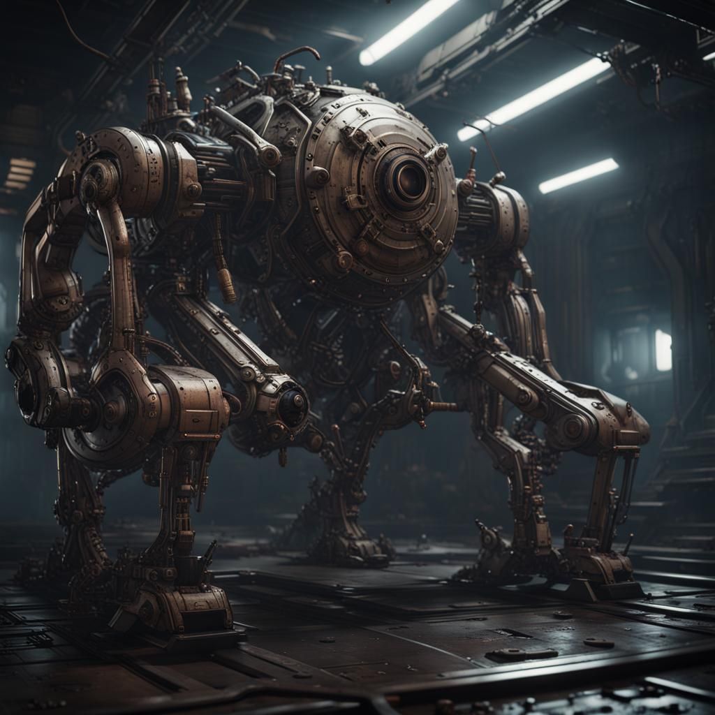 Mechanical Horror Monster in Sewers: Sci-Fi Epic