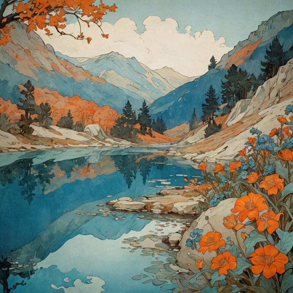 Woman in Latex Suit, Art Nouveau Style