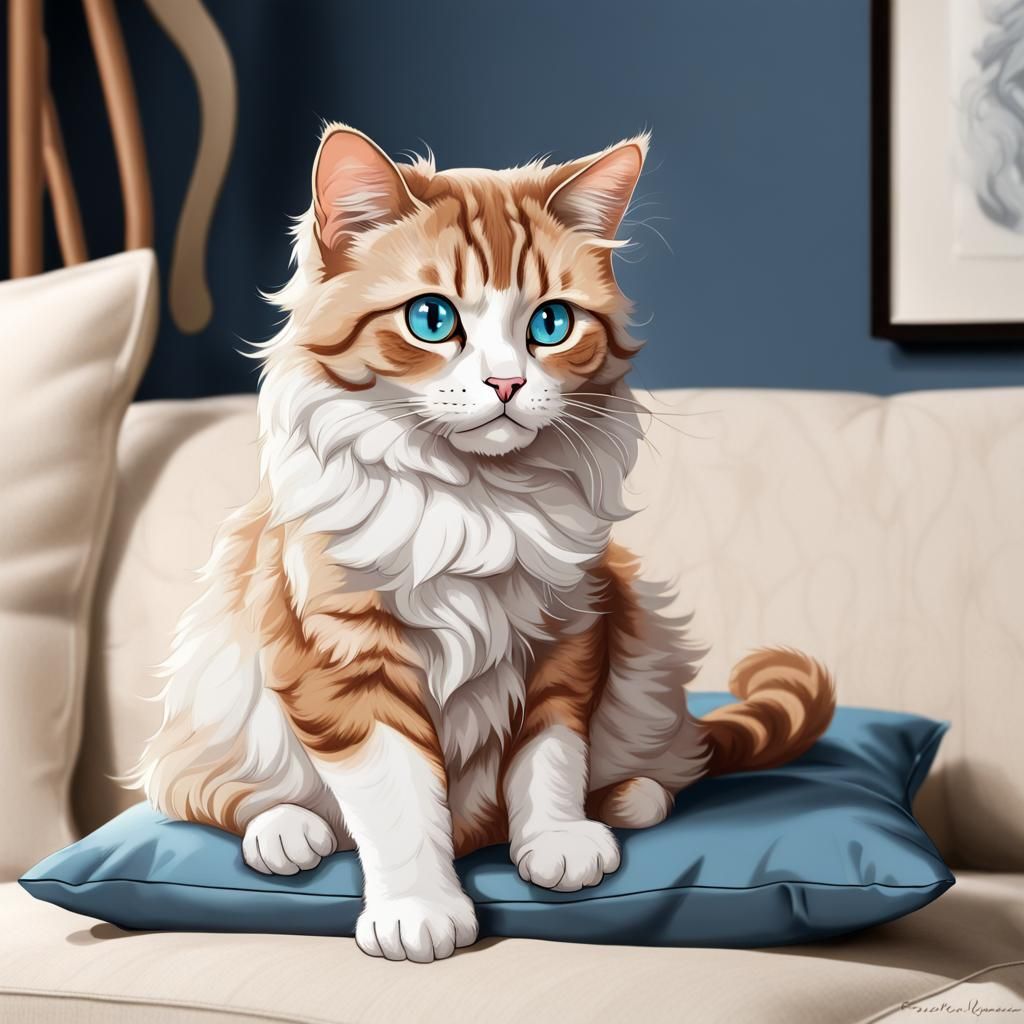 Cinnamon American Curl Cat with Curled Ears