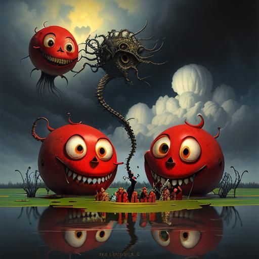 Sinister Red Balls Throwing an Ornate Party