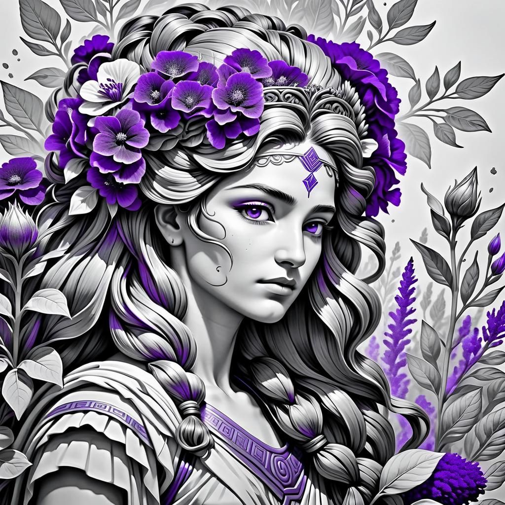 Immortal Amaranth: A Timeless Greek Goddess Portrait
