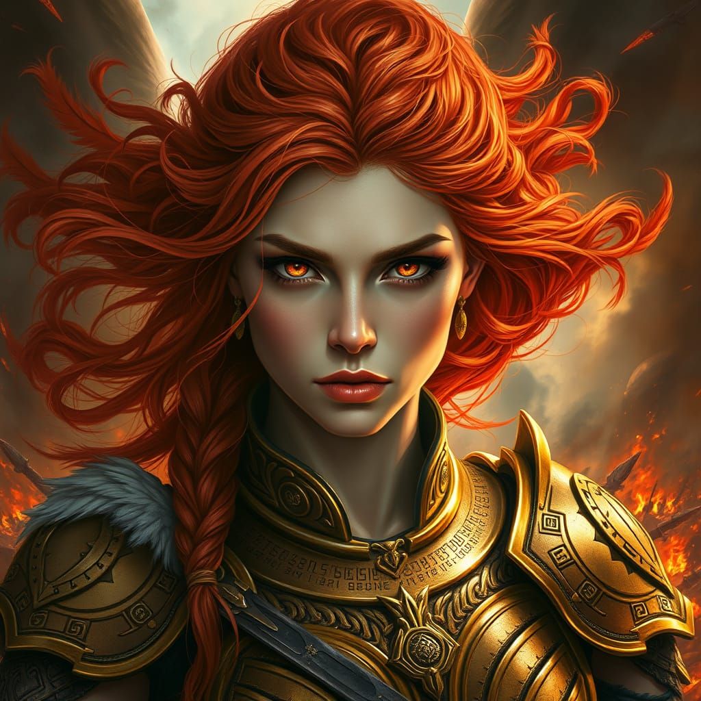 Valkyrie Warrior Portrait in Epic Digital Art Style