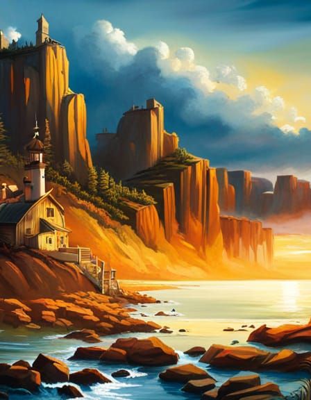 Shipwrecked Tree: Impasto Oil Painting, Cinematic Lighting